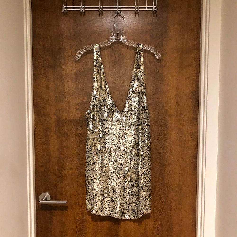 Free People Gold / Silver Sequin Romper Sz M